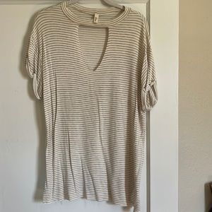 Tan and White Stripped Top